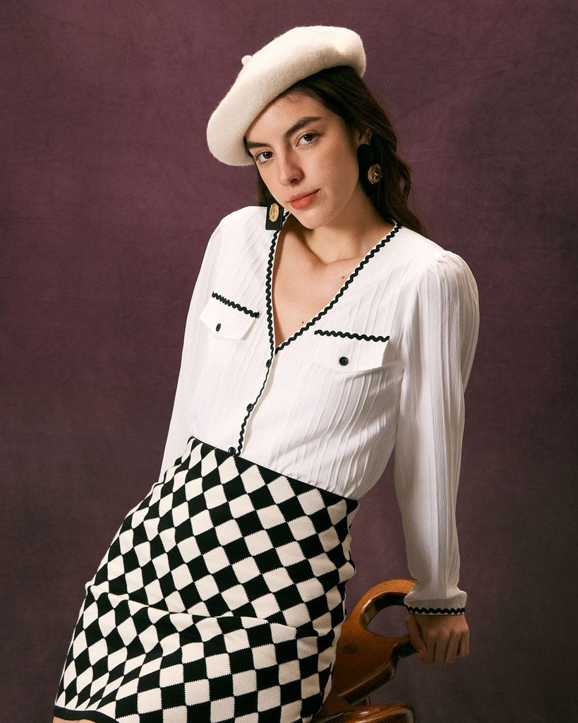 The Plaid Jacquard Knit Mini Skirt Bottoms - RIHOAS