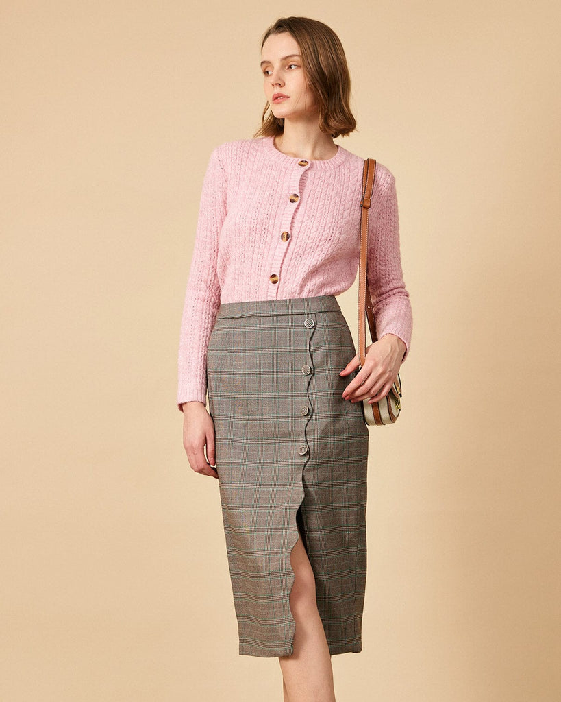 The Plaid Wave Edge Midi Skirt Bottoms - RIHOAS