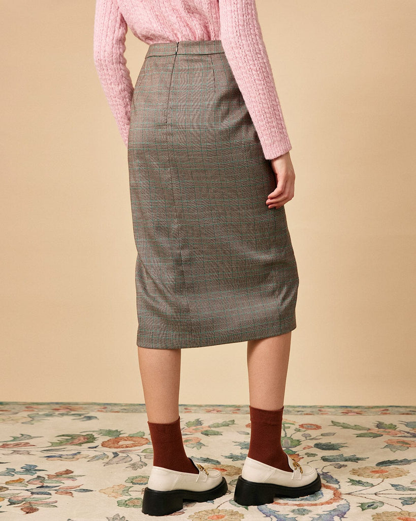 The Plaid Wave Edge Midi Skirt Bottoms - RIHOAS