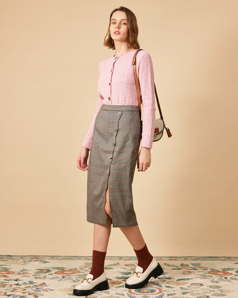 The Plaid Wave Edge Midi Skirt Bottoms - RIHOAS