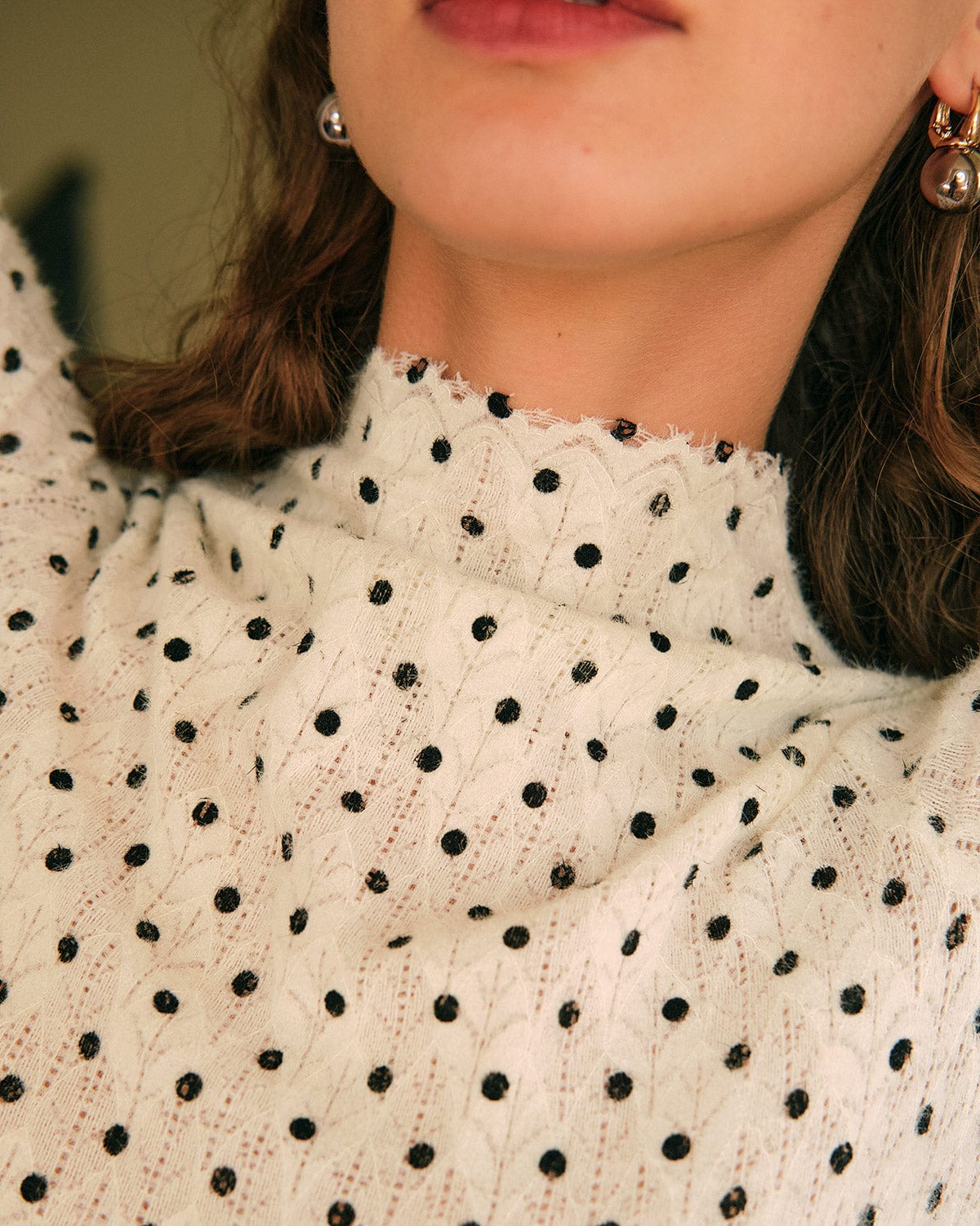 White shirt polka dot hotsell