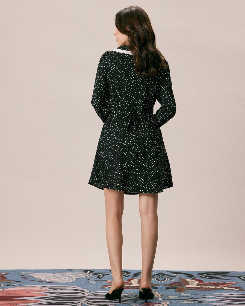 The Polka Dot Lace Trim Mini Dress Dresses - RIHOAS