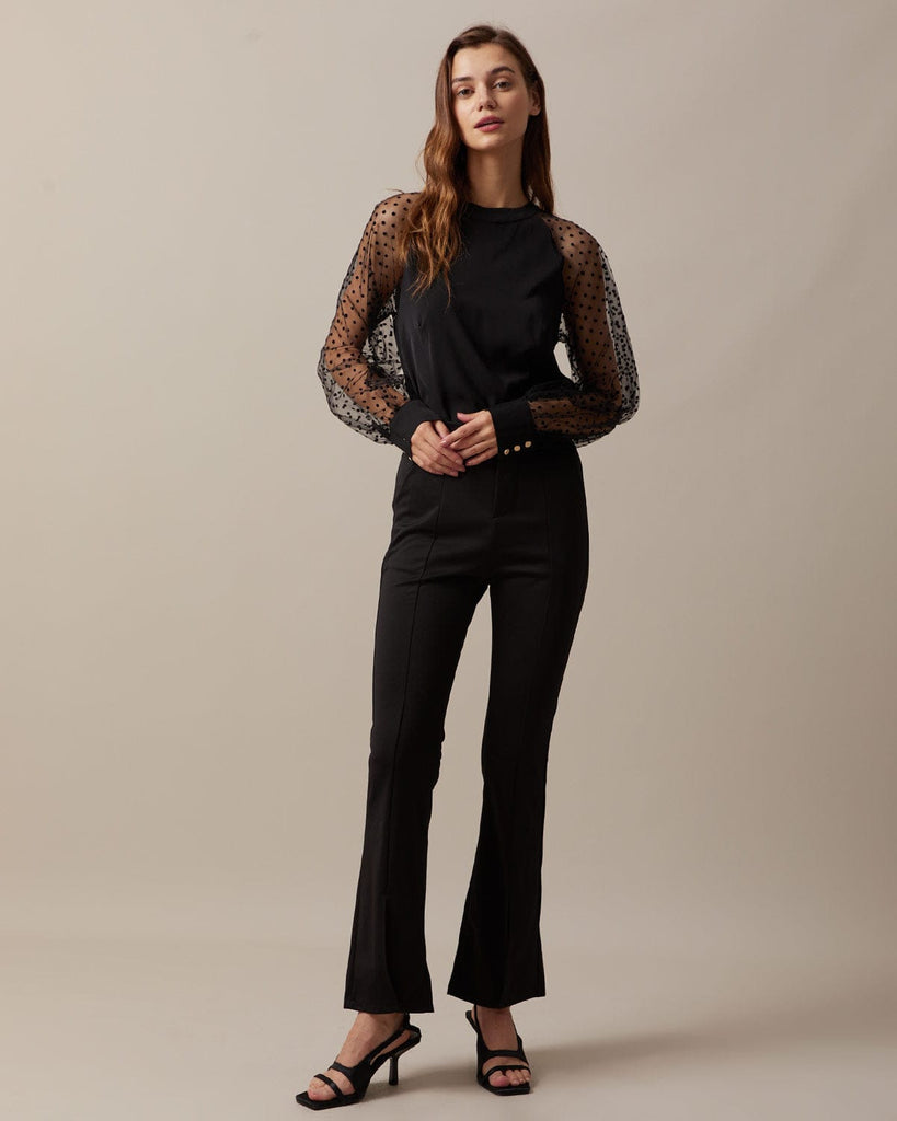 The Polka Dot Raglan Sleeve Blouse Tops - RIHOAS