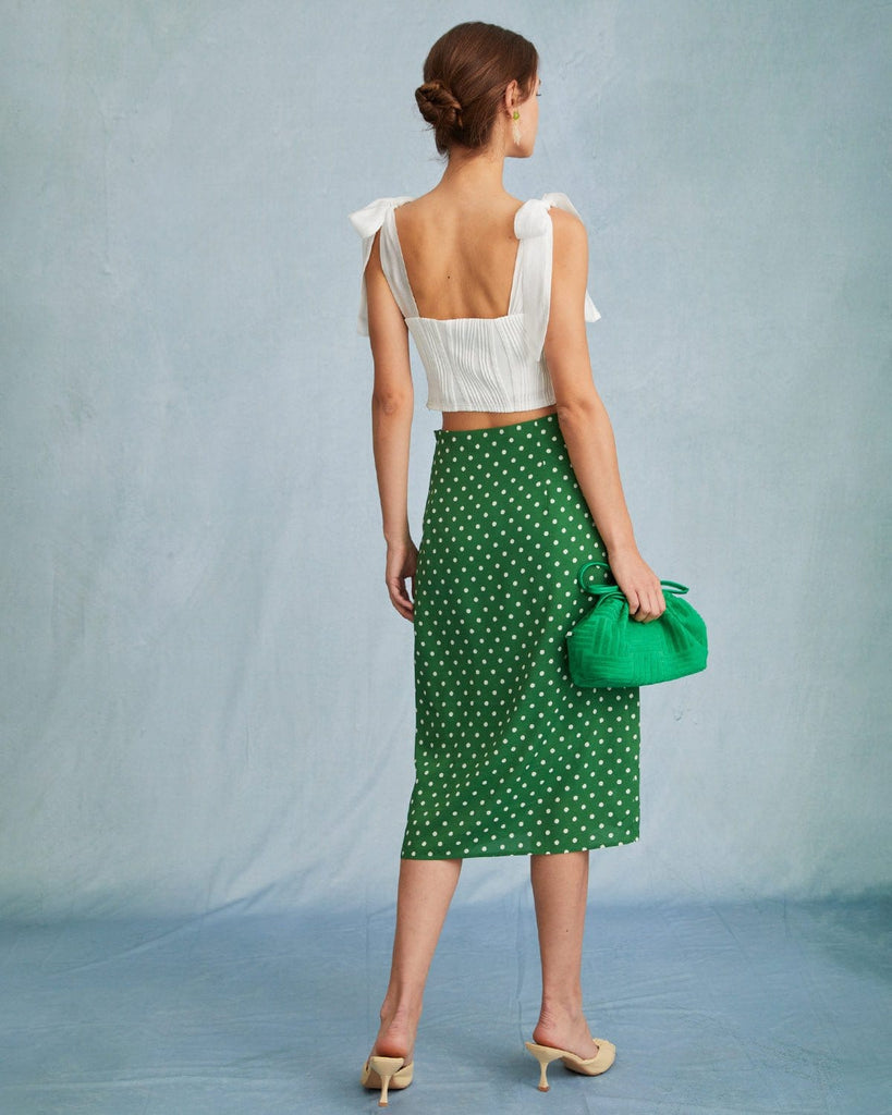 The Polka Dot Slit Midi Skirt Bottoms - RIHOAS