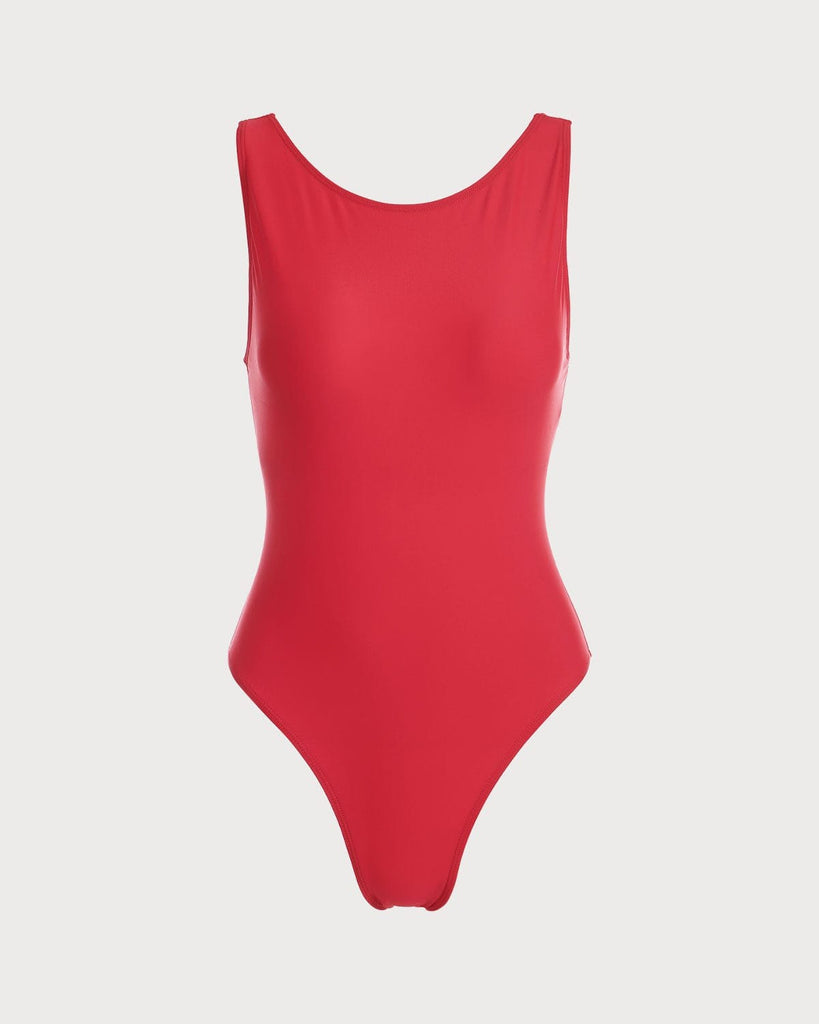 The Red Boat Collar Cutout One-Piece Swimsuit Red One-Pieces - RIHOAS