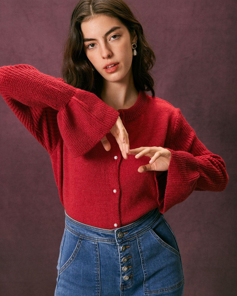 The Red Butterfly Sleeve Cardigan Tops - RIHOAS