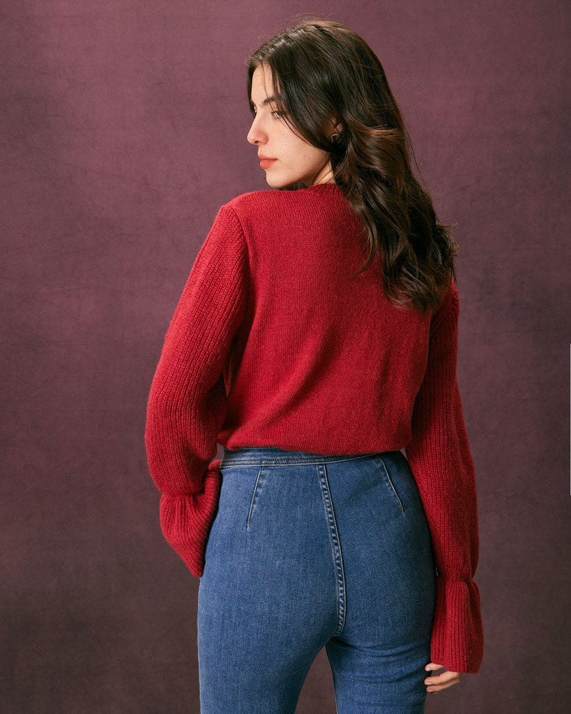 The Red Butterfly Sleeve Cardigan Tops - RIHOAS