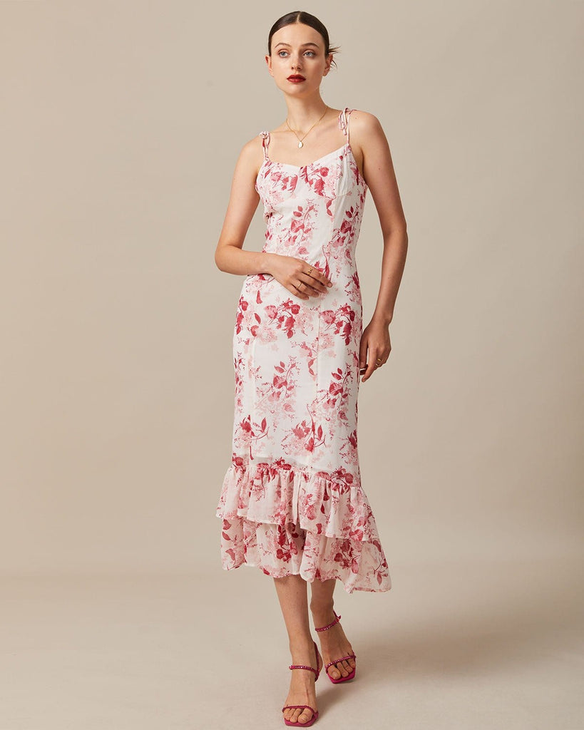 The Red Floral Ruffle Maxi Dress Dresses - RIHOAS