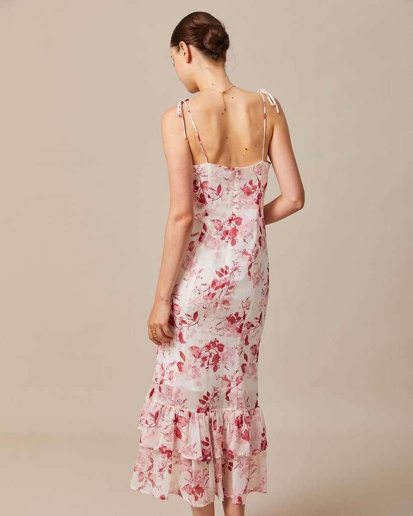 The Red Floral Ruffle Maxi Dress Dresses - RIHOAS