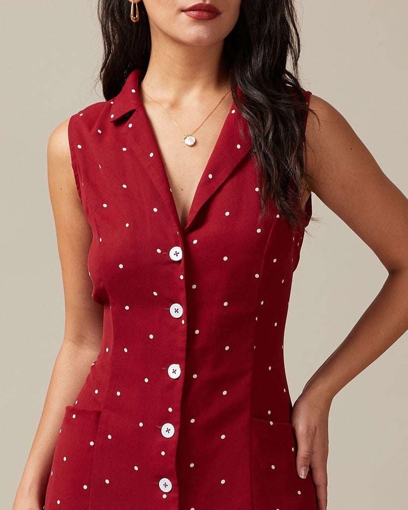 The Red Polka Dot Tie Back Midi Dress Dresses - RIHOAS