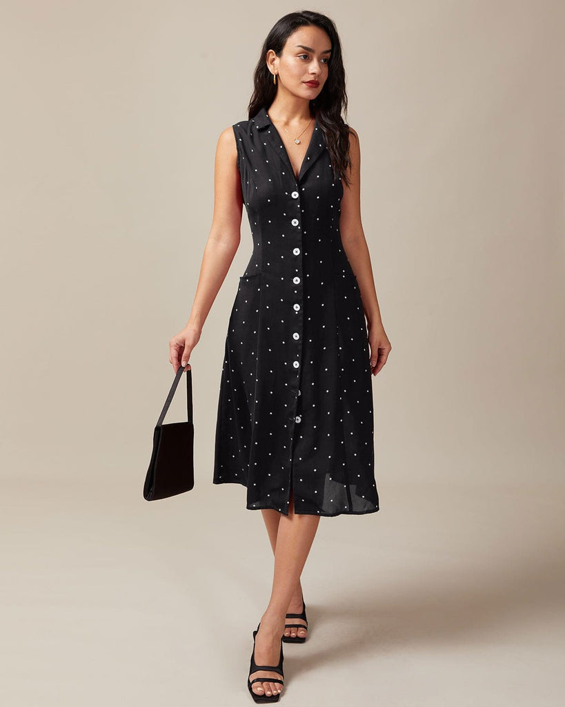 The Red Polka Dot Tie Back Midi Dress Dresses - RIHOAS