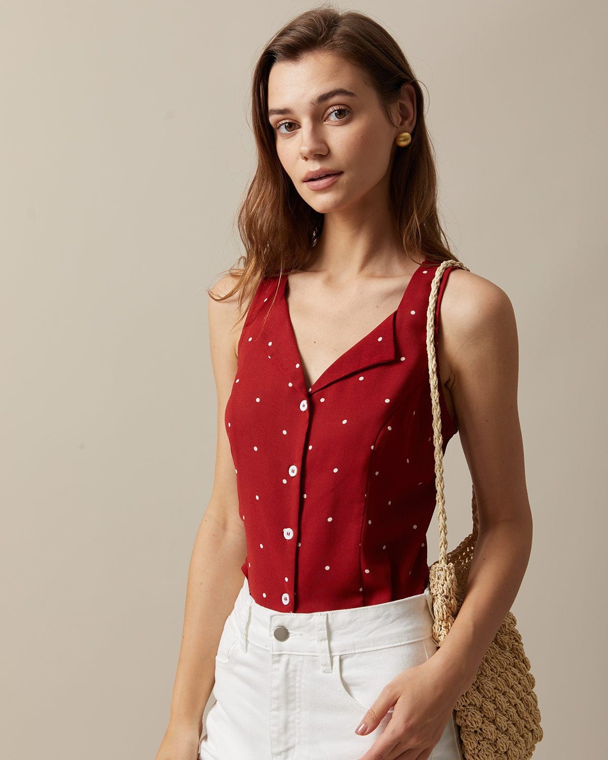Red polka dot tank outlet