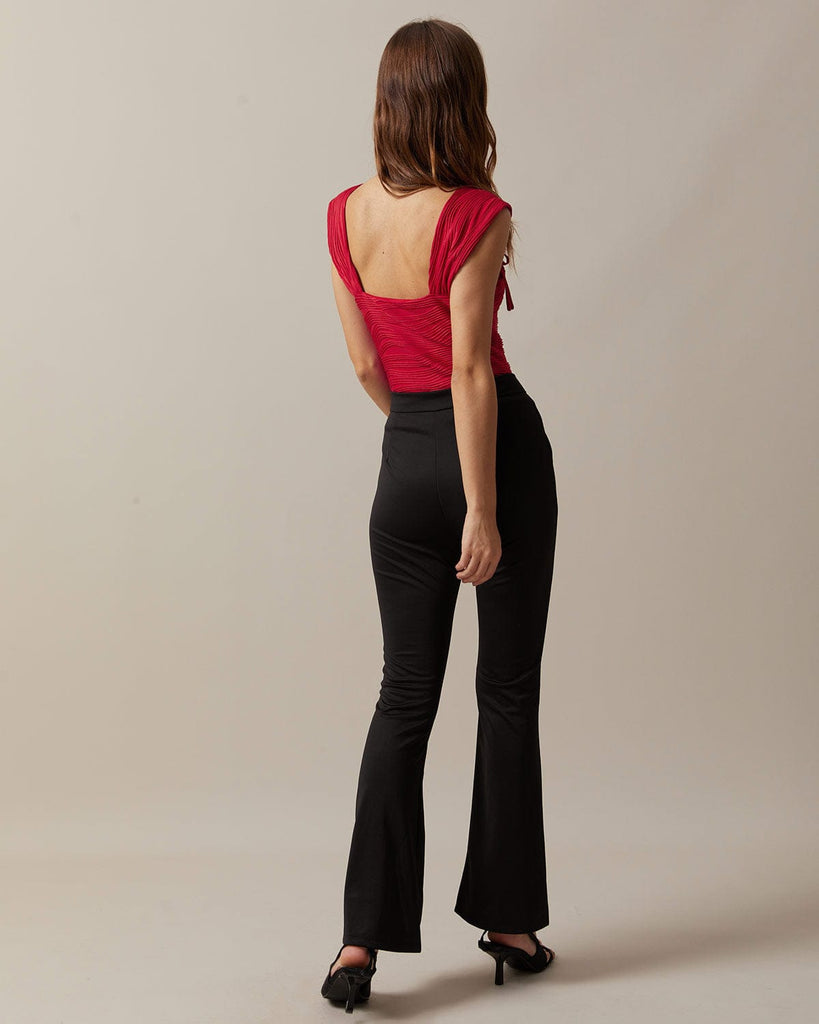 The Red Wave Textured Tie Tank Top Tops - RIHOAS