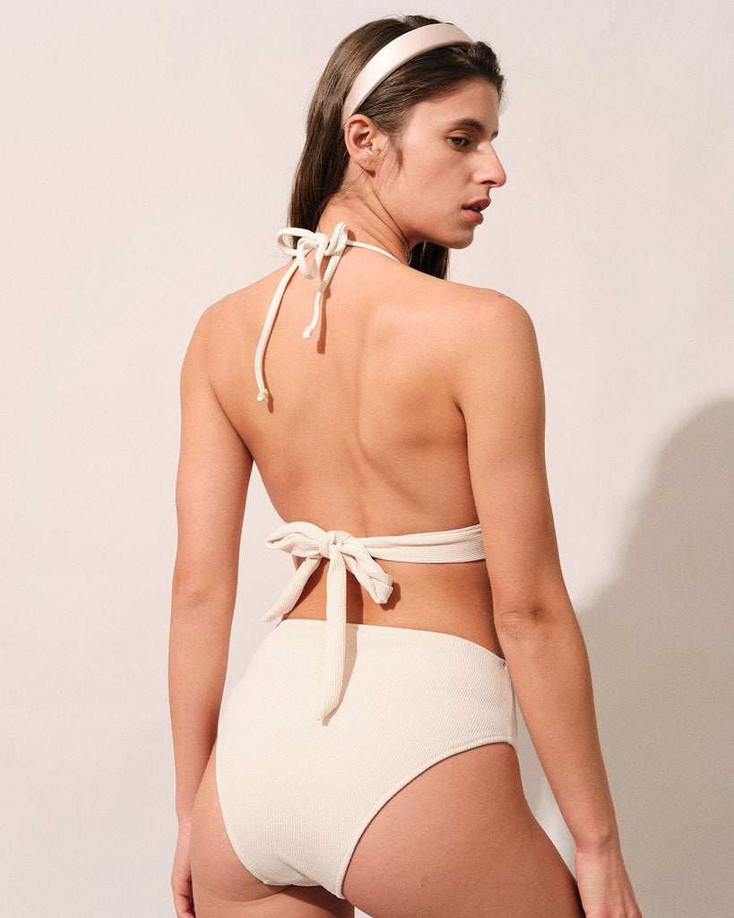 The Ribbed Textured Halter Bikini Set Bikinis - RIHOAS