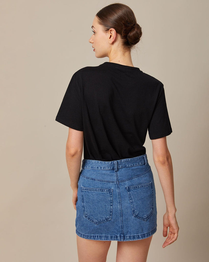 The Round Neck Floral Print Tee Tops - RIHOAS