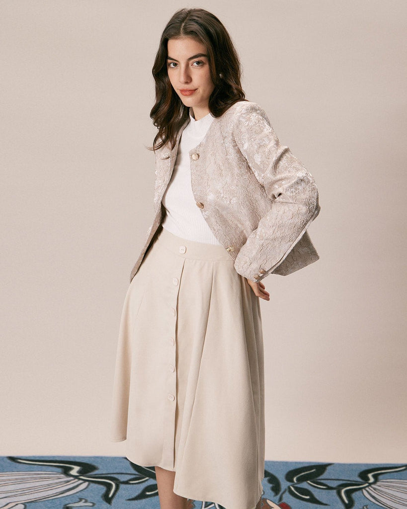The Round Neck Jacquard Jacket Outerwear - RIHOAS