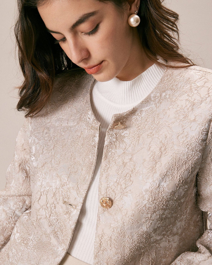 The Round Neck Jacquard Jacket Outerwear - RIHOAS