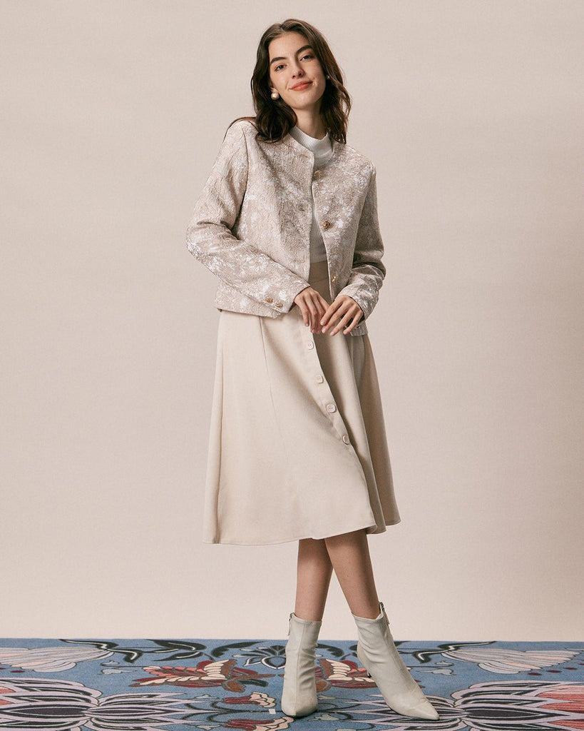 The Round Neck Jacquard Jacket Outerwear - RIHOAS