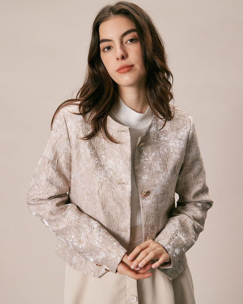 The Round Neck Jacquard Jacket Outerwear - RIHOAS