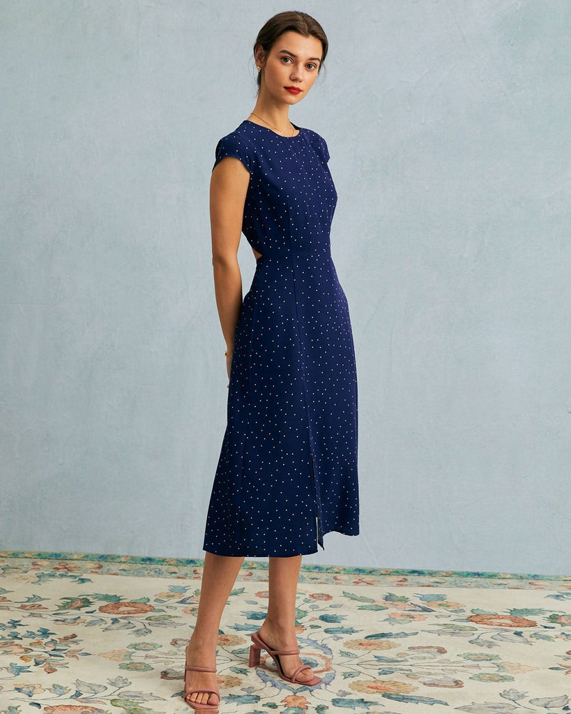 The Round Neck Polka Dot Dress Dresses - RIHOAS