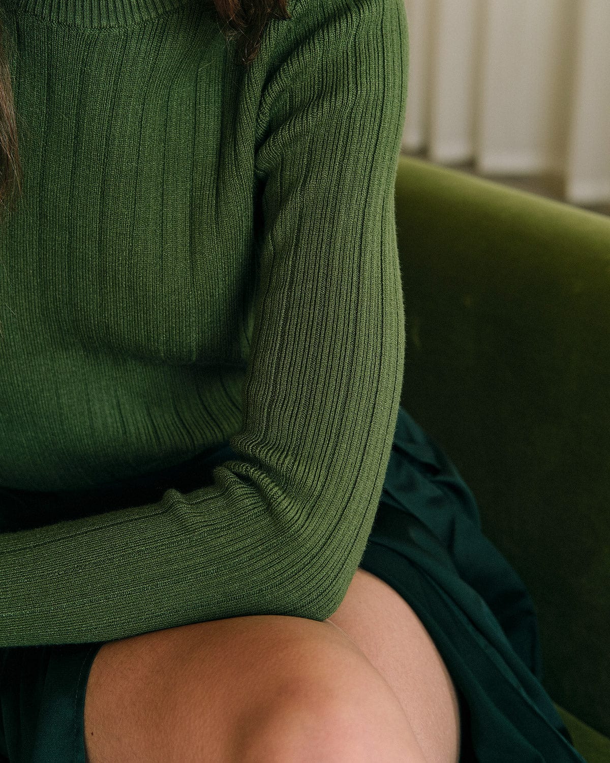 The Round Neck Ribbed Knit Sweater & Reviews - Green,Purple,Brown
