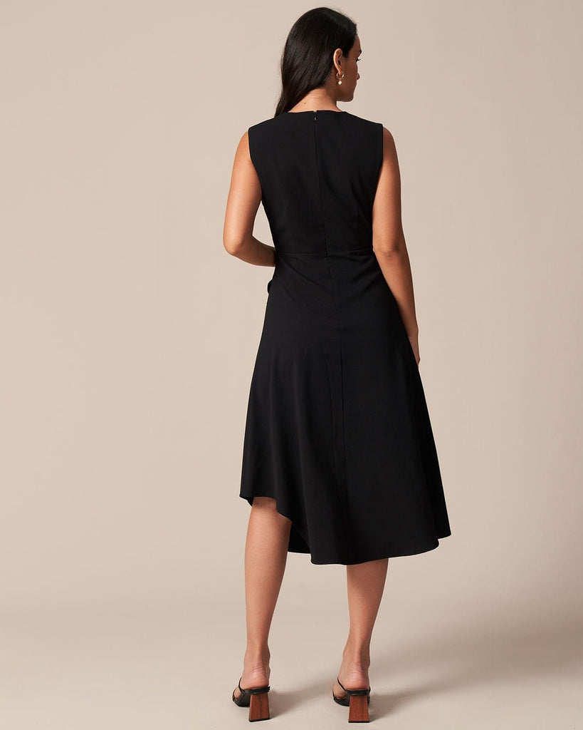 The Round Neck Ruffle Slit Dress Dresses - RIHOAS