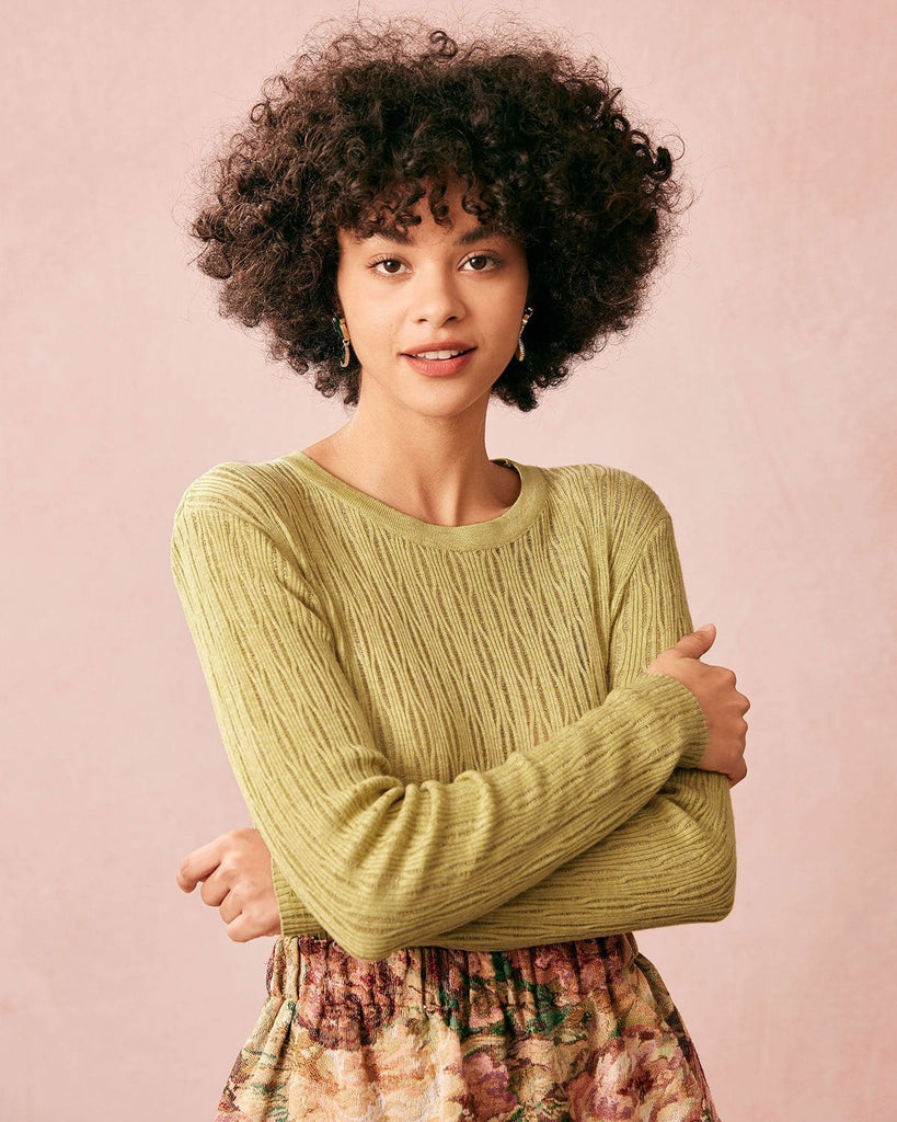 The Round Neck Textured Knit Top Tops - RIHOAS