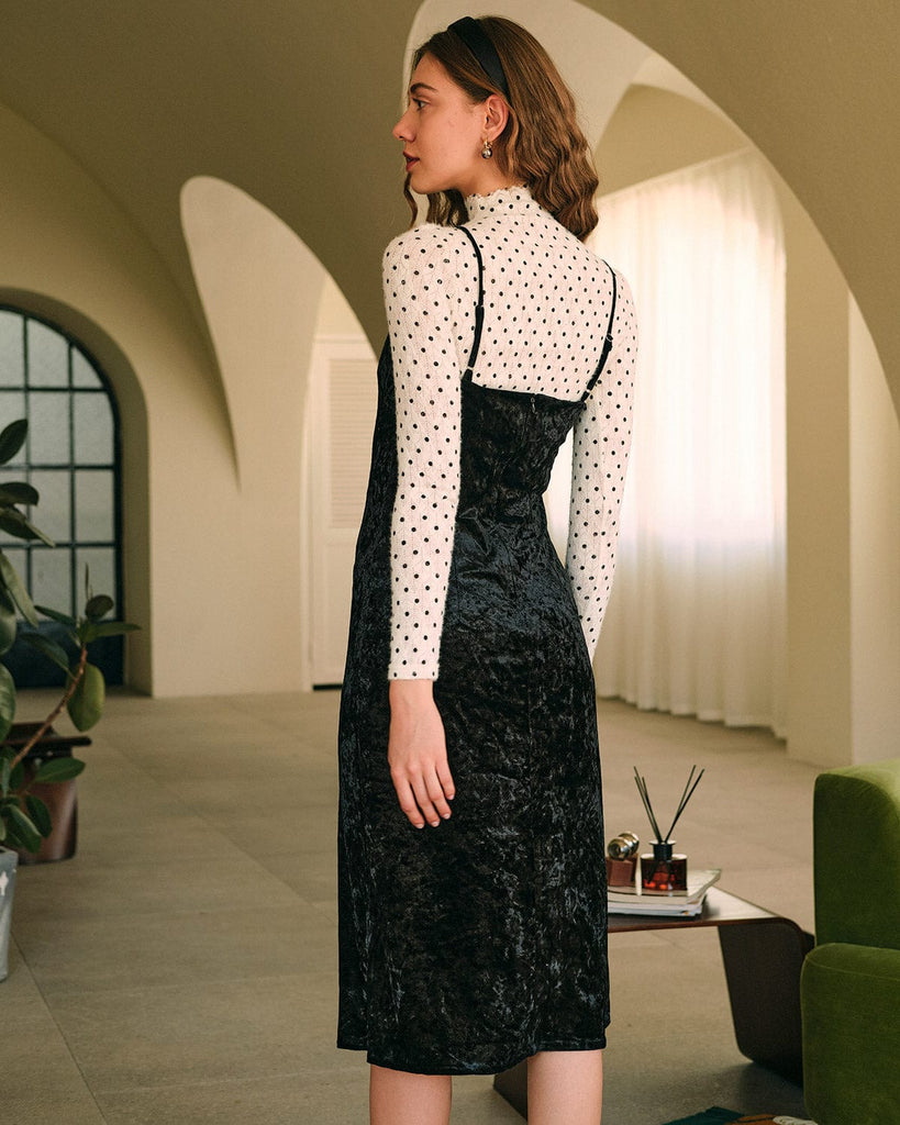 The Ruched Side Split Velvet Dress Dresses - RIHOAS