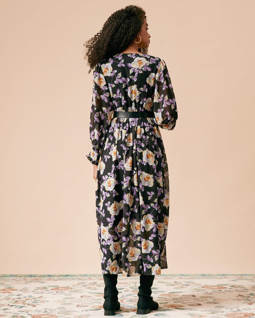 The Ruffle Floral Midi Dress Dresses - RIHOAS