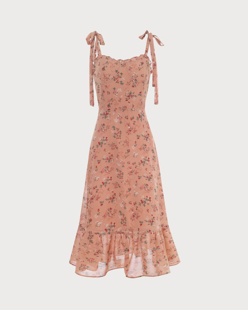 The Ruffle Hem Floral Dress Pink Dresses - RIHOAS