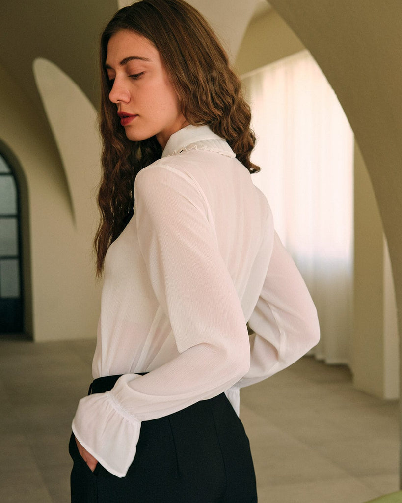 The Ruffle See-Through Blouse Tops - RIHOAS