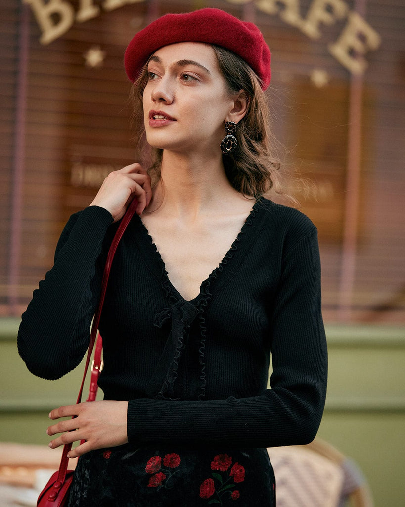 The Ruffle Trim Knit Top Tops - RIHOAS