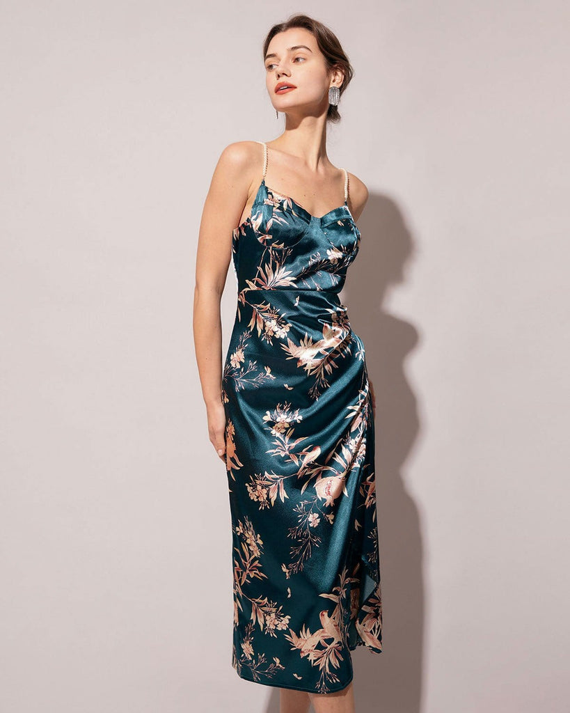 The Side Split Midi Dress Malachite Green Dresses - RIHOAS