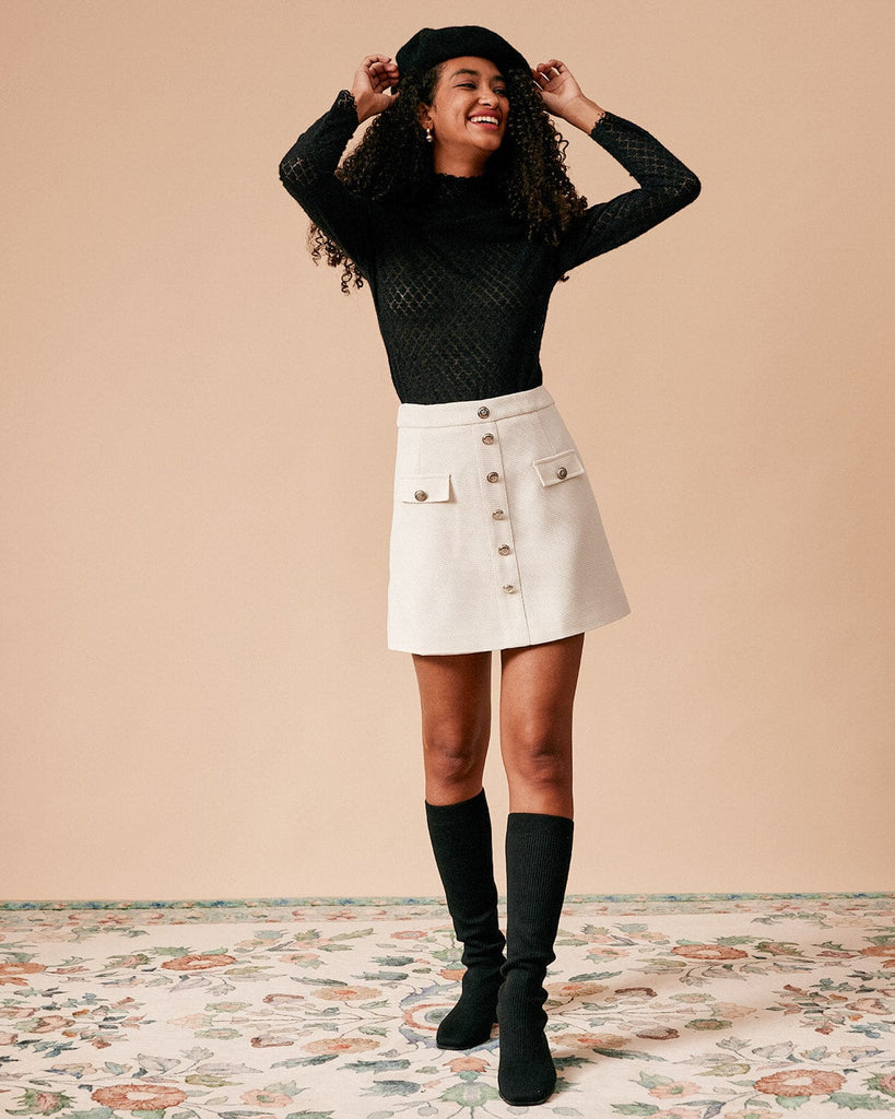 The Single Breasted Tweed Skirt Bottoms - RIHOAS