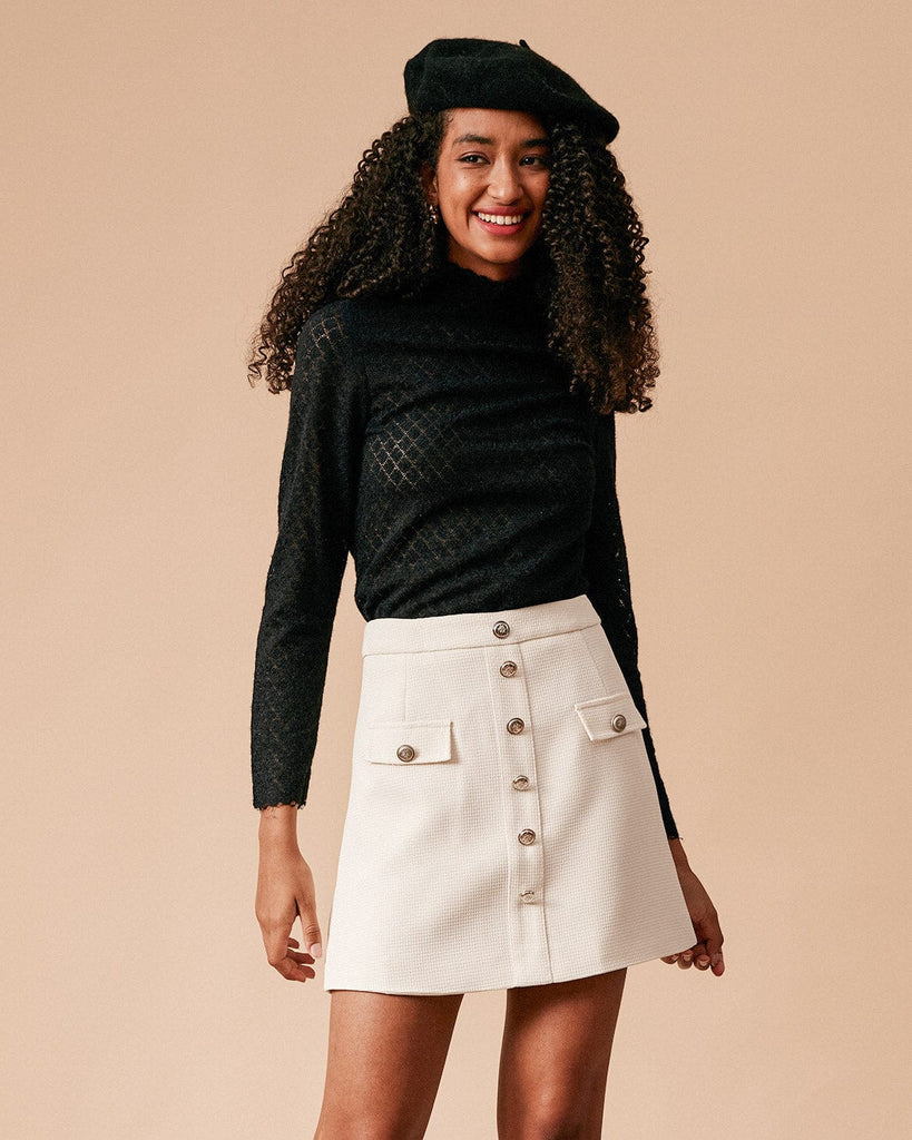 The Single Breasted Tweed Skirt Bottoms - RIHOAS