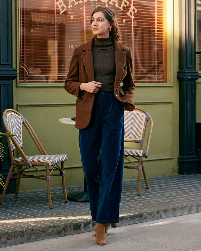 Einfarbiger Blazer mit einem Knopf - RIHOAS