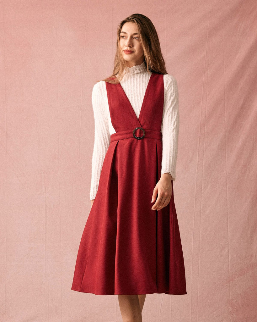 The Sleeveless Criss Cross Midi Dress Red Dresses - RIHOAS