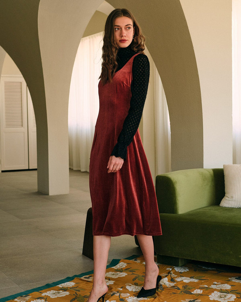 The Sleeveless Sweetheart Neck Midi Dress Dresses - RIHOAS
