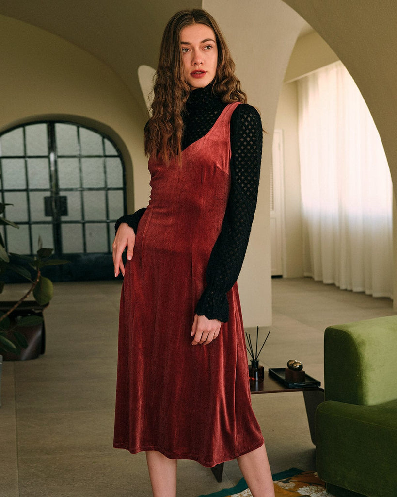 The Sleeveless Sweetheart Neck Midi Dress Dresses - RIHOAS