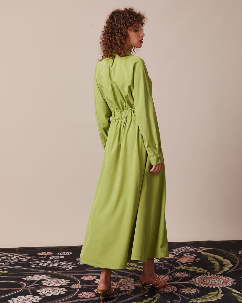 The Solid Belted Shirt Dress Dresses - RIHOAS