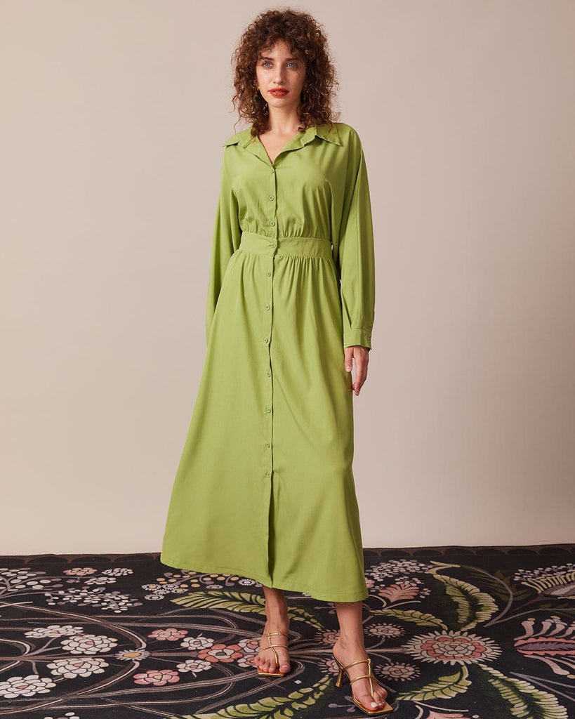 The Solid Belted Shirt Dress Dresses - RIHOAS