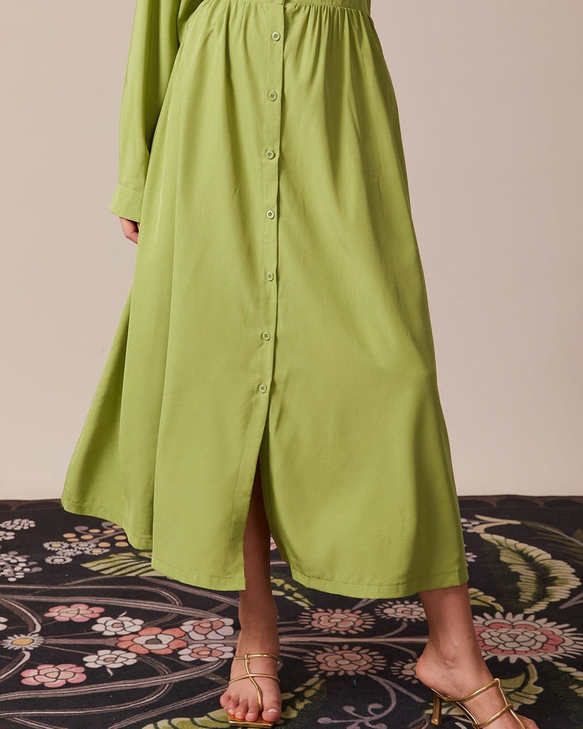 The Solid Belted Shirt Dress Dresses - RIHOAS