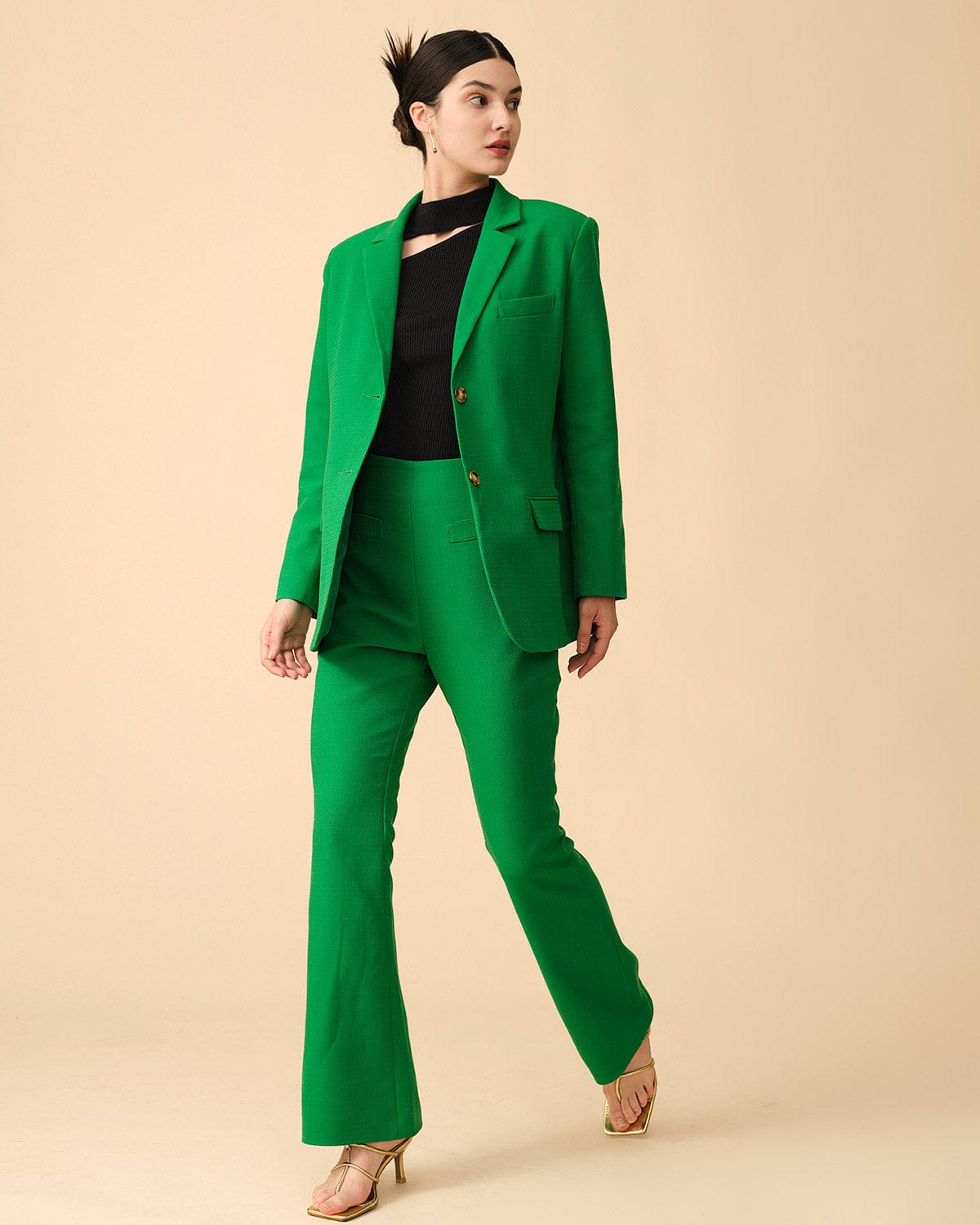 The Solid Highwaisted Flare Pants & Reviews Green Bottoms RIHOAS