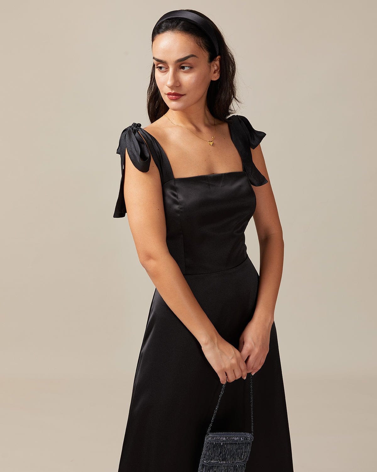 Black tie strap clearance dress