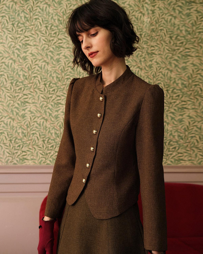 The Solid Color Tweed Jacket Outerwear - RIHOAS