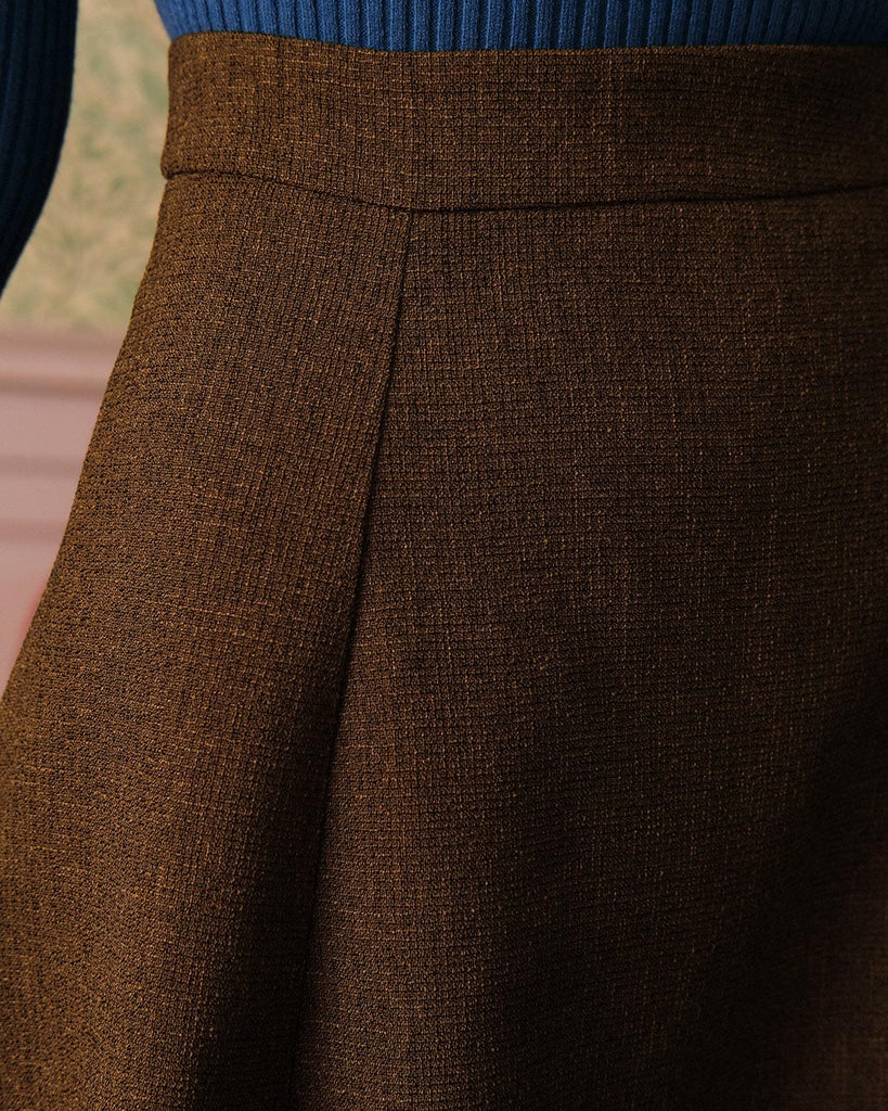 The Solid Color Tweed Skirt Bottoms - RIHOAS
