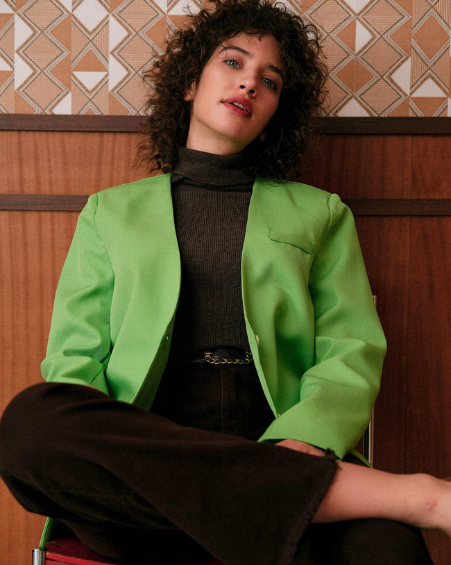 The Solid Color V Neck Blazer Outerwear - RIHOAS