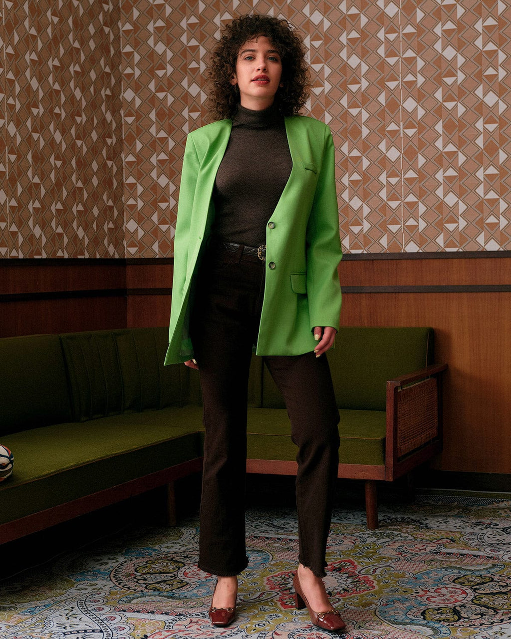 The Solid Color V Neck Blazer Outerwear - RIHOAS