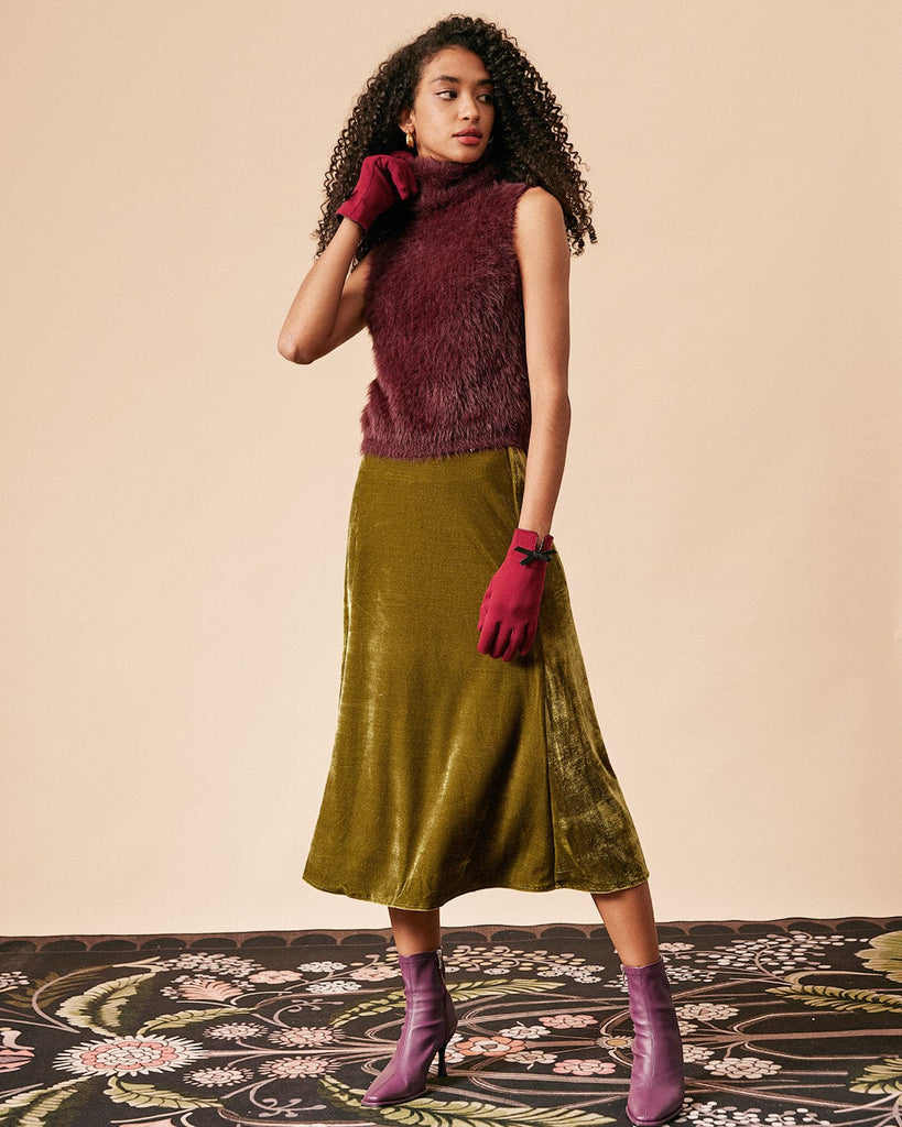 The Solid Color Velvet  Skirt Bottoms - RIHOAS