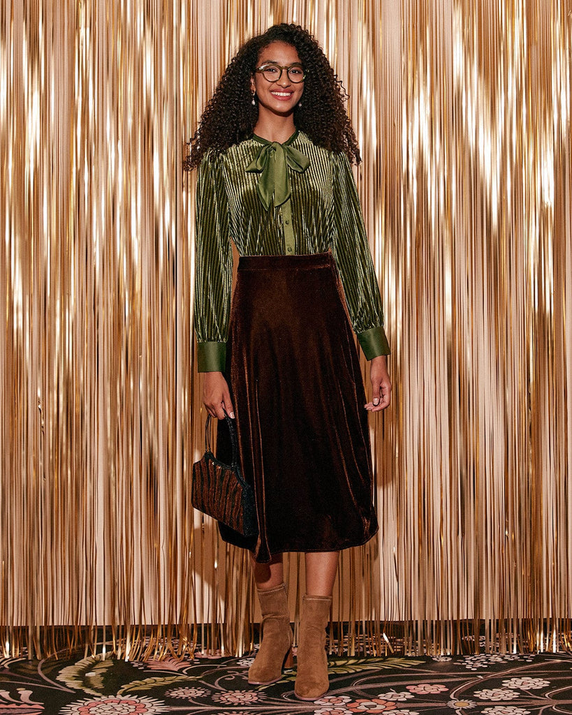 The Solid Color Velvet  Skirt Bottoms - RIHOAS